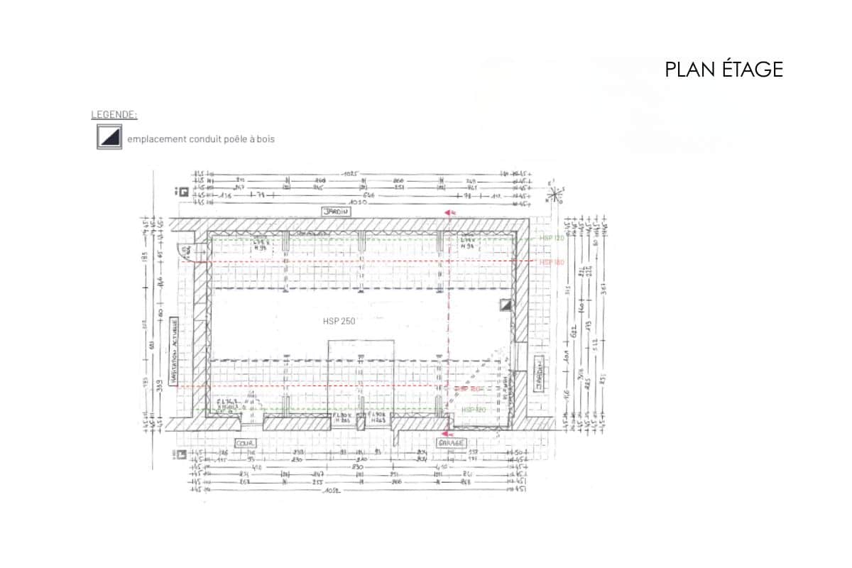 Plan état des lieux étage de l'ancien atelier avant transformation en habitation
