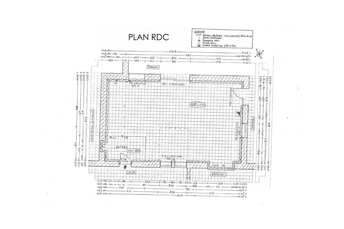 Plan état des lieux RDC de l'ancien atelier avant transformation en habitation