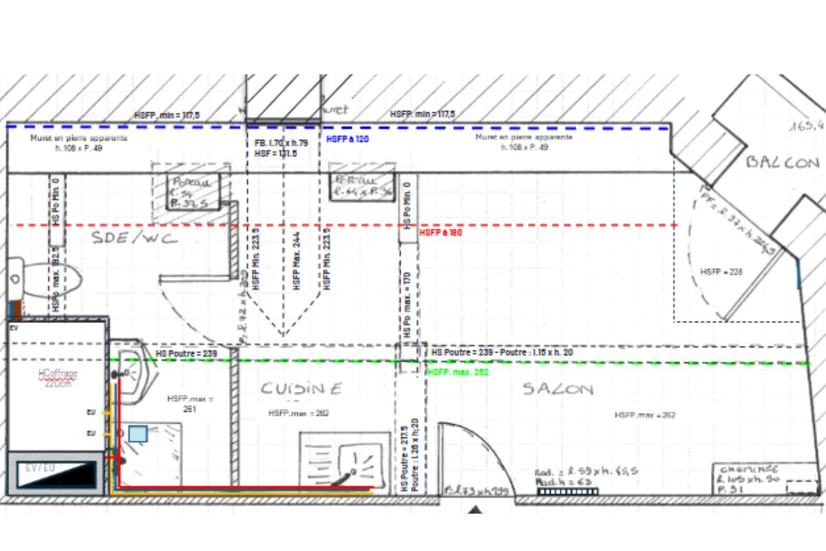 Plan d'état des lieux du studio étudiant 