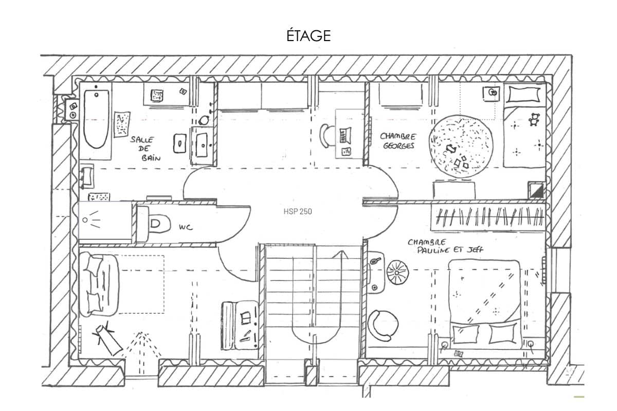 Plan APS 1 étage pour le projet de transformation d'un atelier en habitation