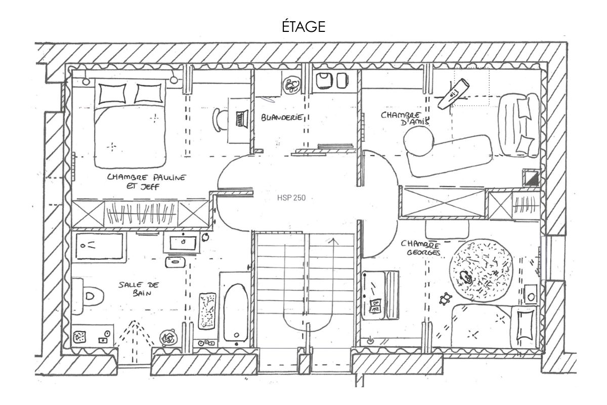 Plan APS 2 étage pour le projet de transformation d'un atelier en habitation