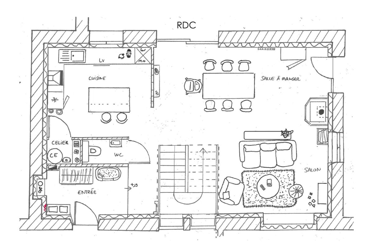 Plan APS 2 RDC pour le projet de transformation d'un atelier en habitation