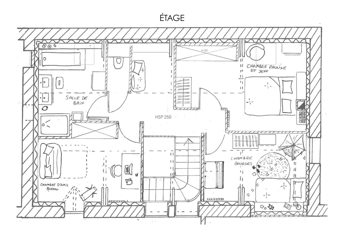 Plan APS 3 étage pour le projet de transformation d'un atelier en habitation