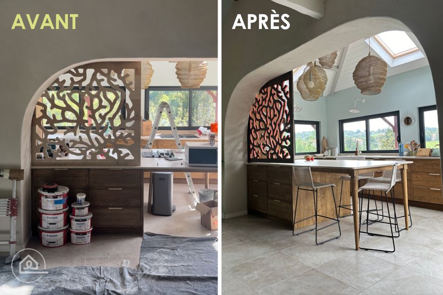 gestion travaux rénovation cuisine avant après